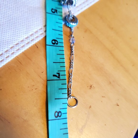 7.5" Silver Tone Rhinestone Charm Bracelet Ladybug - Picture 3 of 3